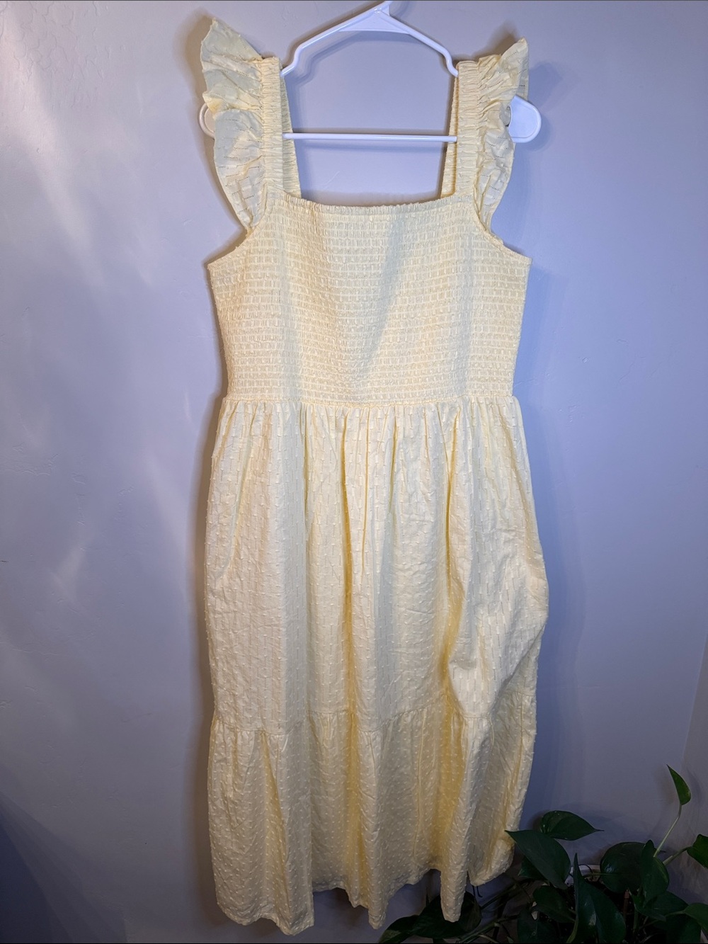 LOFT Light Yellow Ruffled Strap Sundress